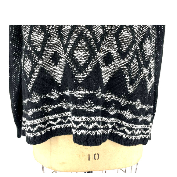 David Kahn Vintage Black Diamond Knit Pullover Sweater Top Size Large L - Picture 6 of 7